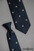 Blaue Krawatte mit Bulldoggen-Muster - Breite 7 cm