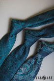 Gemusterte kerosinblaue Krawatte - Breite 8 cm