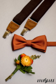 Braune Hosenträger mit braunem Leder und Metallclips - Breite 35 mm