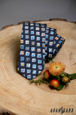 Blaue Krawatte mit verspieltem Blumenmuster - Breite 5 cm