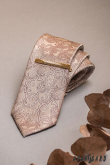 Beige Krawatte mit Paisley-Motiv - Breite 7 cm