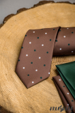 Hellbraune Krawatte mit Tupfen - Breite 7 cm