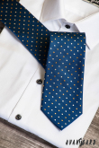 Blaue strukturierte Krawatte mit Tupfen - Breite 8 cm