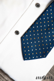 Blaue strukturierte Krawatte mit Tupfen - Breite 8 cm