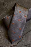 Graue Krawatte, Fasanenmuster - Breite 7 cm