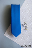 Mattblaue schmale Avantgard Krawatte - Breite 5 cm