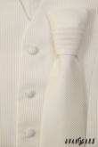 Französische cremefarbene Krawatte mit gestreifter Textur und Einstecktuch - uni