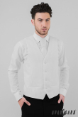 Weiße französische Krawatte mit glänzenden Streifen - uni