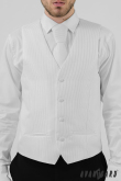 Weiße französische Krawatte mit glänzenden Streifen - uni