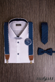 Blaue, slim Krawatte mit weißen Tupfen - Breite 5 cm
