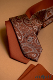 Schmale Krawatte mit braunem Paisleymuster - Breite 6 cm