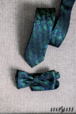 Schmale Krawatte mit blaugrünem Blumenmuster - Breite 5 cm
