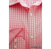Slim Herrenhemd mit rosa Würfel langen Ärmeln - 43/182