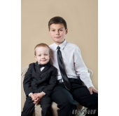 Jungen Kinder Krawatte schwarz Glanz - Länge 44 cm