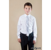 Jungen Kinder Krawatte Silberglanz 44cm - Länge 44 cm