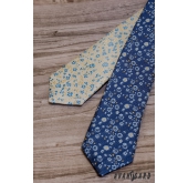 Schmale Krawatte mit blau-gelbem Muster - Breite 5 cm