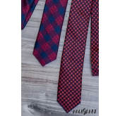 Blau-rot karierte schmale Krawatte - Breite 5 cm