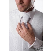 Hochzeitsweste mit Krawatte Weiß glänzend Muster - 66