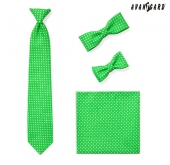 Jungen Kinder Krawatte grün mit weißen Tupfen