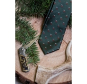 Grüne Krawatte mit Hirschmotiv - Breite 7 cm
