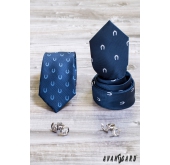 Blaue Krawatte mit Hufeisenmotiv