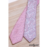 Rosa-graue Paisley Krawatte - Breite 7 cm