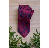 Dunkelblaue Krawatte mit rotem Paisley-Muster