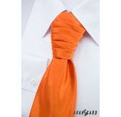Expressive orange Hochzeitskrawatte mit Einstecktuch - uni