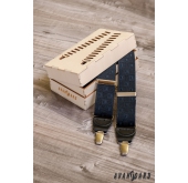 Schwarze Hosenträger mit Clips in Geschenkbox - Breite 35 mm
