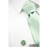 Fein grüne Hochzeitskrawatte mit Einstecktuch - uni