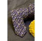 Graue schmale Krawatte mit dreieckigem Muster - Breite 6 cm