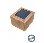 Graue Seidenkrawatte mit blauem Streifen in Geschenkbox - Breite 7 cm