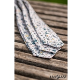 Weiße schmale Krawatte mit bunten Wiesenblumen