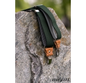 Grüne elastische Hosenträger mit Lederaccessoires - Breite 35 mm