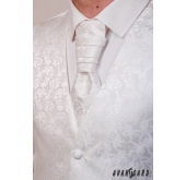 Cremige Hochzeitskrawatte und französische Krawatte fein gemustert - 66